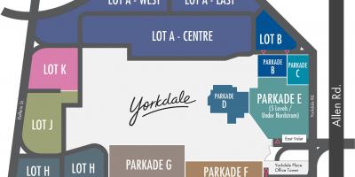 Kaart van Yorkdale Winkelsentrum parkering